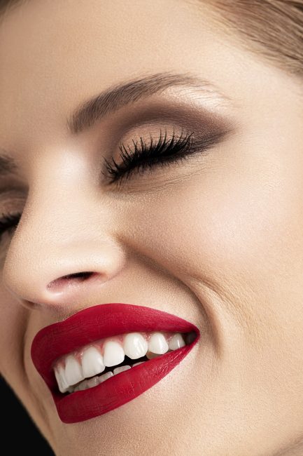 Mauro Lorenzo Fashion Editorial Photographer Advertising Paris France Roma Retouch Management Beauty Clean Essential make-up post-production crop studio-session luxury close-up macro lips red Portrait white