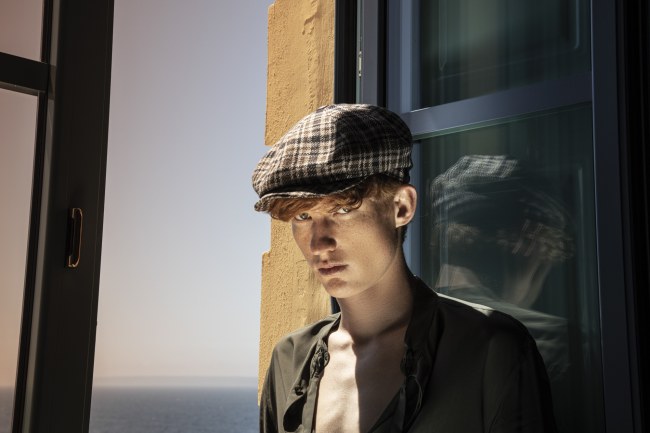 Mauro Lorenzo Fashion Photographer Advertising Campaign studio Hat Cappelli handmade Doria Pitti Colours Moodboard Boutique Inspiration artDirector hautecouture american luxury sea jacket blue leather