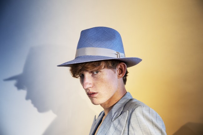 Mauro Lorenzo Fashion Photographer Advertising Campaign studio Hat Cappelli handmade Doria Pitti Colours Moodboard Boutique Inspiration artDirector hautecouture american luxury sea jacket blue leather