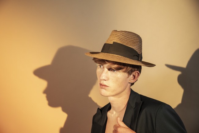 Mauro Lorenzo Fashion Photographer Advertising Campaign studio Hat Cappelli handmade Doria Pitti Colours Moodboard Boutique Inspiration artDirector hautecouture american luxury sea jacket blue leather