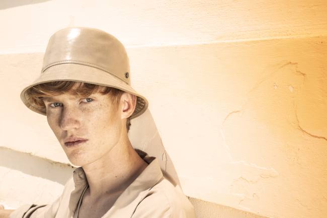 Mauro Lorenzo Fashion Photographer Advertising Campaign studio Hat Cappelli handmade Doria Pitti Colours Moodboard Boutique Inspiration artDirector hautecouture american luxury sea jacket blue leather