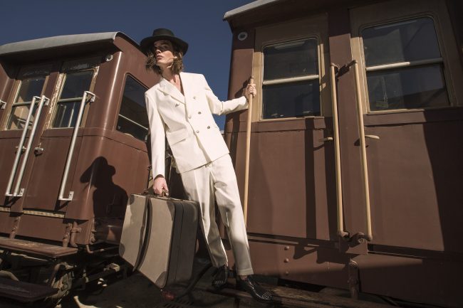 Mauro Lorenzo Fashion Photographer Advertising Campaign studio Hat Cappelli handmade marsem gentleman rocker rock  treno Moodboard biancoenero lindberg cinema Inspiration artDirector man train pants jacket