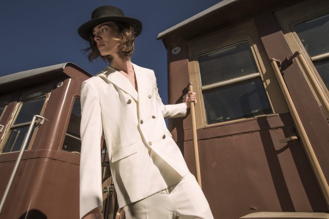 Mauro Lorenzo Fashion Photographer Advertising Campaign studio Hat Cappelli handmade marsem gentleman rocker rock  treno Moodboard biancoenero lindberg cinema Inspiration artDirector man train pants jacket