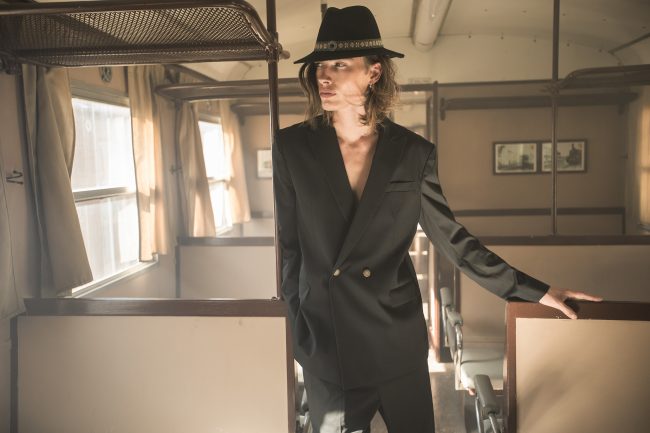 Mauro Lorenzo Fashion Photographer Advertising Campaign studio Hat Cappelli handmade marsem gentleman rocker rock  treno Moodboard biancoenero lindberg cinema Inspiration artDirector man train pants jacket