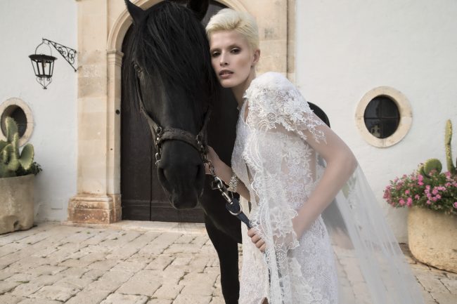 Mauro Lorenzo Fashion Photographer Advertising Campaign studio bridal altamoda handmade diamond cavallo black horse Whitedress Moodboard bridaldesigner luxury sposa artDirector woman pizzo coda duomo lecce puglia