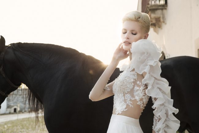 Mauro Lorenzo Fashion Photographer Advertising Campaign studio bridal altamoda handmade diamond cavallo black horse Whitedress Moodboard bridaldesigner luxury sposa artDirector woman pizzo coda duomo lecce puglia