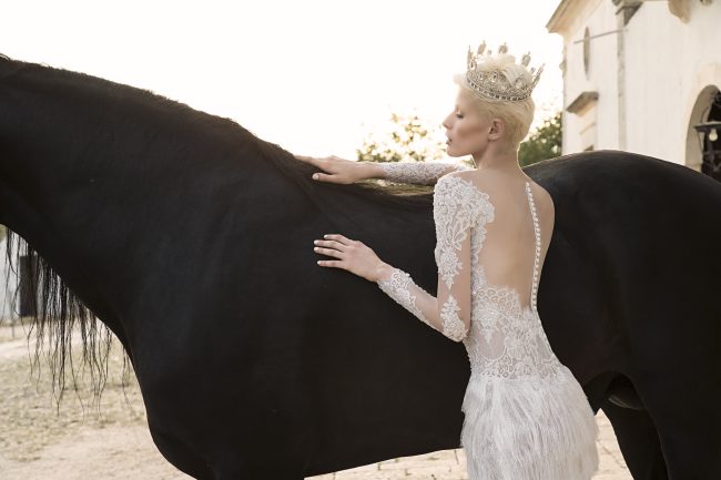 Mauro Lorenzo Fashion Photographer Advertising Campaign studio bridal altamoda handmade diamond cavallo black horse Whitedress Moodboard bridaldesigner luxury sposa artDirector woman pizzo coda duomo lecce puglia