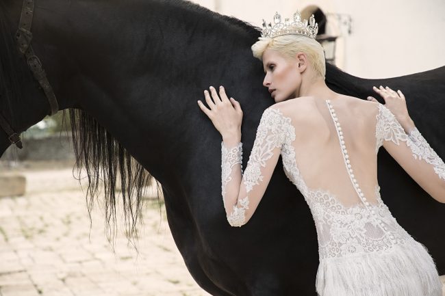 Mauro Lorenzo Fashion Photographer Advertising Campaign studio bridal altamoda handmade diamond cavallo black horse Whitedress Moodboard bridaldesigner luxury sposa artDirector woman pizzo coda duomo lecce puglia