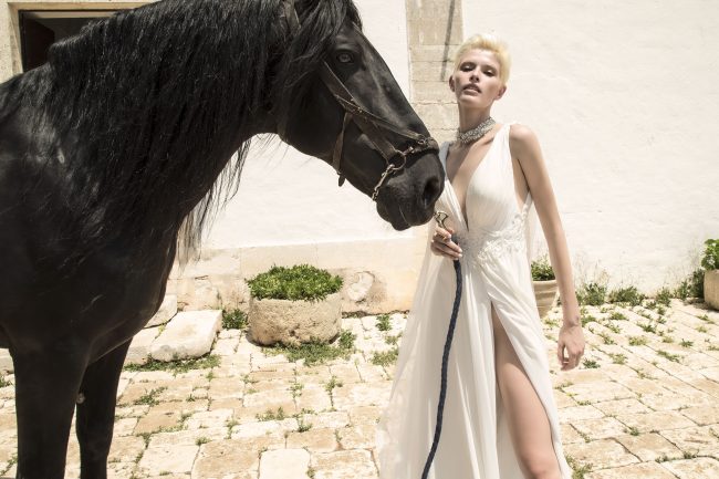 Mauro Lorenzo Fashion Photographer Advertising Campaign studio bridal altamoda handmade diamond cavallo black horse Whitedress Moodboard bridaldesigner luxury sposa artDirector woman pizzo coda duomo lecce puglia