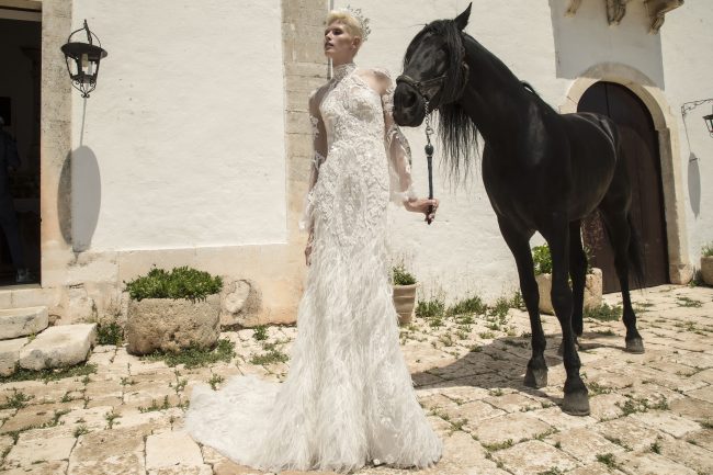 Mauro Lorenzo Fashion Photographer Advertising Campaign studio bridal altamoda handmade diamond cavallo black horse Whitedress Moodboard bridaldesigner luxury sposa artDirector woman pizzo coda duomo lecce puglia