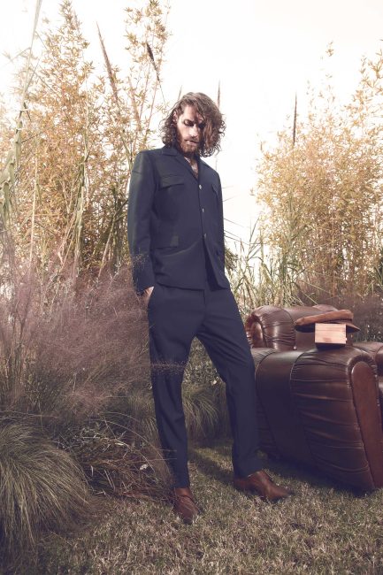 Mauro Lorenzo Fashion Photographer Advertising Campaign suit Hat shirt handmade marsem gentleman rocker lounge chair Moodboard biancoenero flare minimal Inspiration artDirector man nature pants jacket