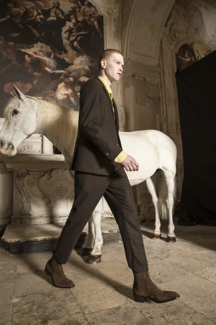 Mauro Lorenzo Fashion Editorial Photographer man jacket Magazine Agency Fall-Winter horse cavallo television Brands Marsem model Italian moodboard Inspiration church  advertising chiesa fashionweek pitti