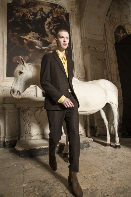 Mauro Lorenzo Fashion Editorial Photographer man jacket Magazine Agency Fall-Winter horse cavallo television Brands Marsem model Italian moodboard Inspiration church  advertising chiesa fashionweek pitti