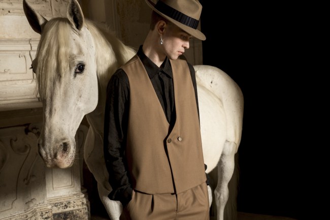 Mauro Lorenzo Fashion Editorial Photographer man jacket Magazine Agency Fall-Winter horse cavallo television Brands Marsem model Italian moodboard Inspiration church  advertising chiesa fashionweek pitti