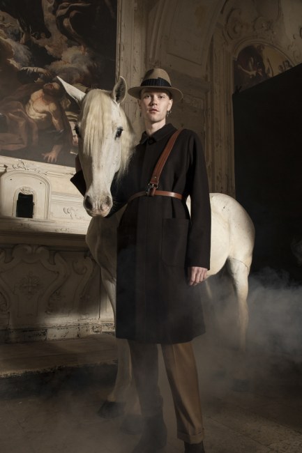 Mauro Lorenzo Fashion Editorial Photographer man jacket Magazine Agency Fall-Winter horse cavallo television Brands Marsem model Italian moodboard Inspiration church  advertising chiesa fashionweek pitti