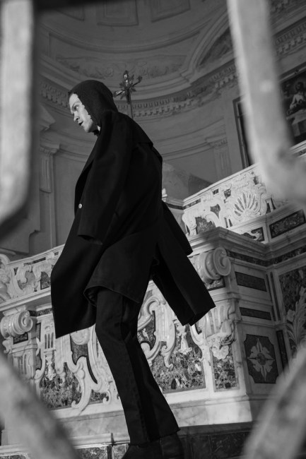 Mauro Lorenzo Fashion Editorial Photographer man jacket Magazine Agency Fall-Winter horse cavallo television Brands Marsem model Italian moodboard Inspiration church  advertising chiesa fashionweek pitti