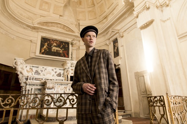 Mauro Lorenzo Fashion Editorial Photographer man jacket Magazine Agency Fall-Winter horse cavallo television Brands Marsem model Italian moodboard Inspiration church  advertising chiesa fashionweek pitti