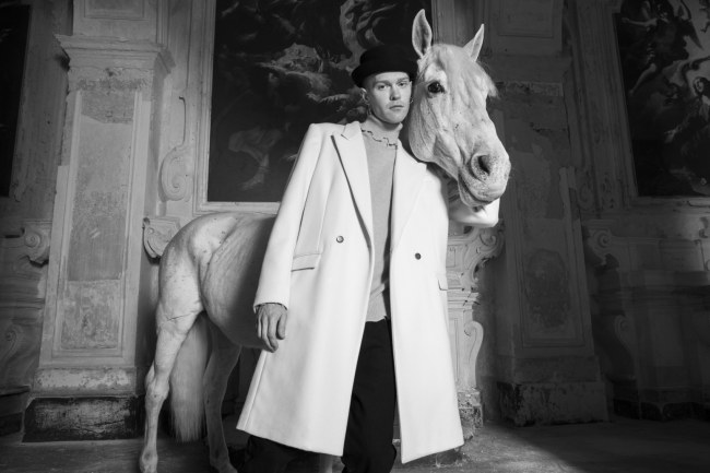 Mauro Lorenzo Fashion Editorial Photographer man jacket Magazine Agency Fall-Winter horse cavallo television Brands Marsem model Italian moodboard Inspiration church  advertising chiesa fashionweek pitti