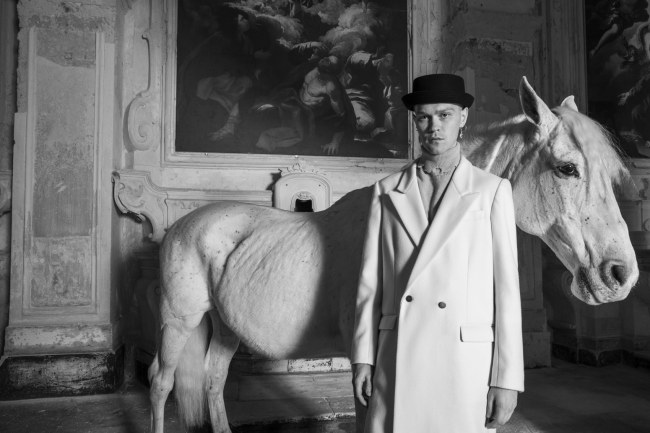 Mauro Lorenzo Fashion Editorial Photographer man jacket Magazine Agency Fall-Winter horse cavallo television Brands Marsem model Italian moodboard Inspiration church  advertising chiesa fashionweek pitti