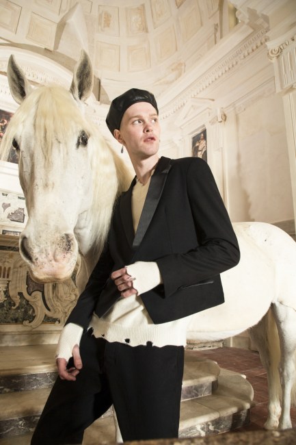 Mauro Lorenzo Fashion Editorial Photographer man jacket Magazine Agency Fall-Winter horse cavallo television Brands Marsem model Italian moodboard Inspiration church  advertising chiesa fashionweek pitti