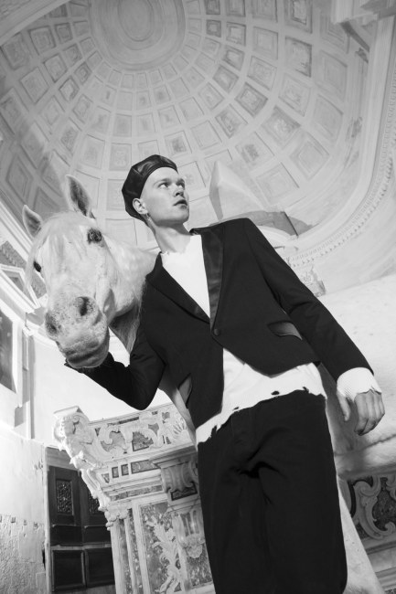 Mauro Lorenzo Fashion Editorial Photographer man jacket Magazine Agency Fall-Winter horse cavallo television Brands Marsem model Italian moodboard Inspiration church  advertising chiesa fashionweek pitti