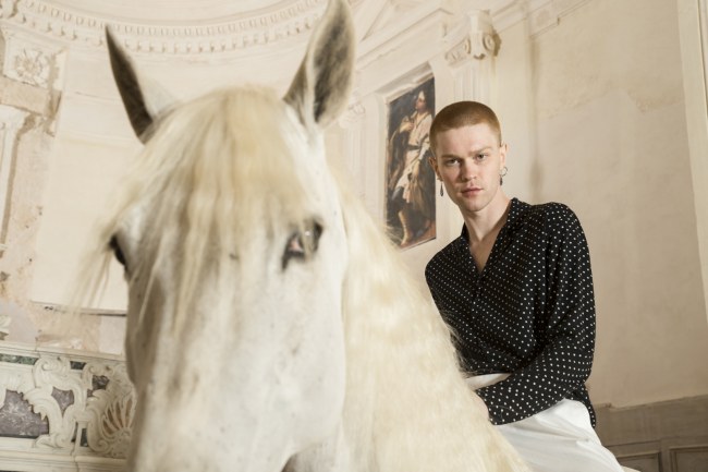 Mauro Lorenzo Fashion Editorial Photographer man jacket Magazine Agency Fall-Winter horse cavallo television Brands Marsem model Italian moodboard Inspiration church  advertising chiesa fashionweek pitti