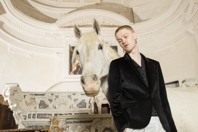 Mauro Lorenzo Fashion Editorial Photographer man jacket Magazine Agency Fall-Winter horse cavallo television Brands Marsem model Italian moodboard Inspiration church  advertising chiesa fashionweek pitti