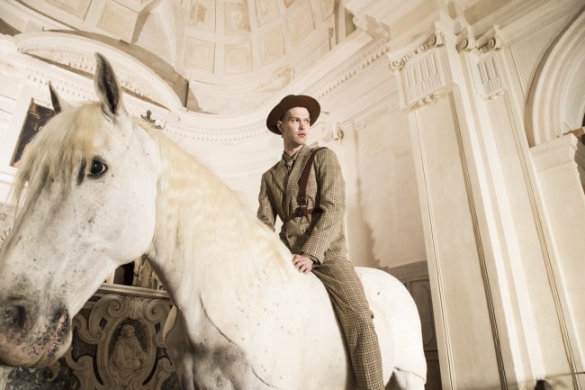 Mauro Lorenzo Fashion Editorial Photographer man jacket Magazine Agency Fall-Winter horse cavallo television Brands Marsem model Italian moodboard Inspiration church  advertising chiesa fashionweek pitti
