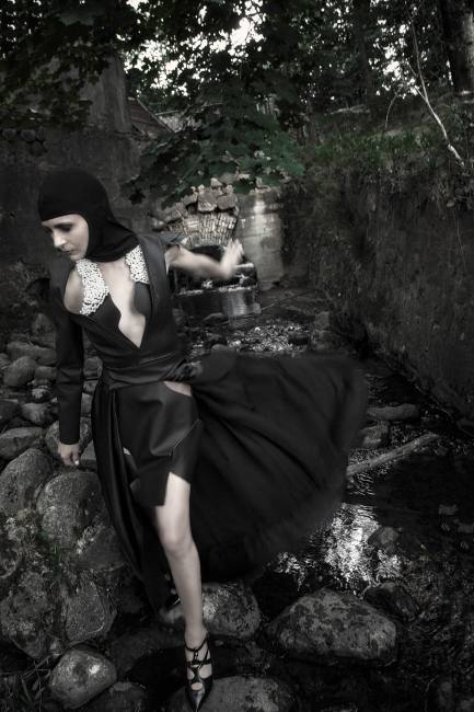 Mauro Lorenzo Fashion Photographer Editorial Haute Couture Black Deconstruction Vilnius Lake 3D