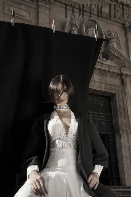 Mauro Lorenzo Fashion Photographer Fashion Editorial Officiel India Lofficiel Magazine Top Brand Haute Couture Bridal Rosaclarà Jesus Peiro Hat Inspiration Veil Architecture Colour Movement 